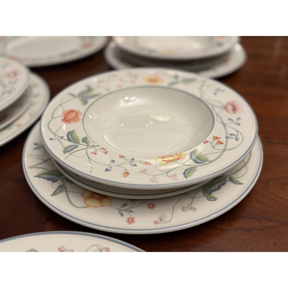 Vintage Villeroy & Boch ALBERTINA Dinner Salad Plates Rim Soup Bowls Lot of 15